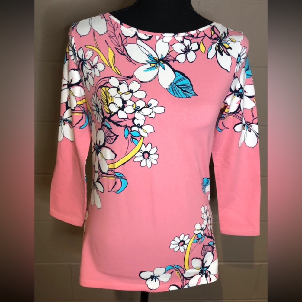 Talbots pink floral shirt